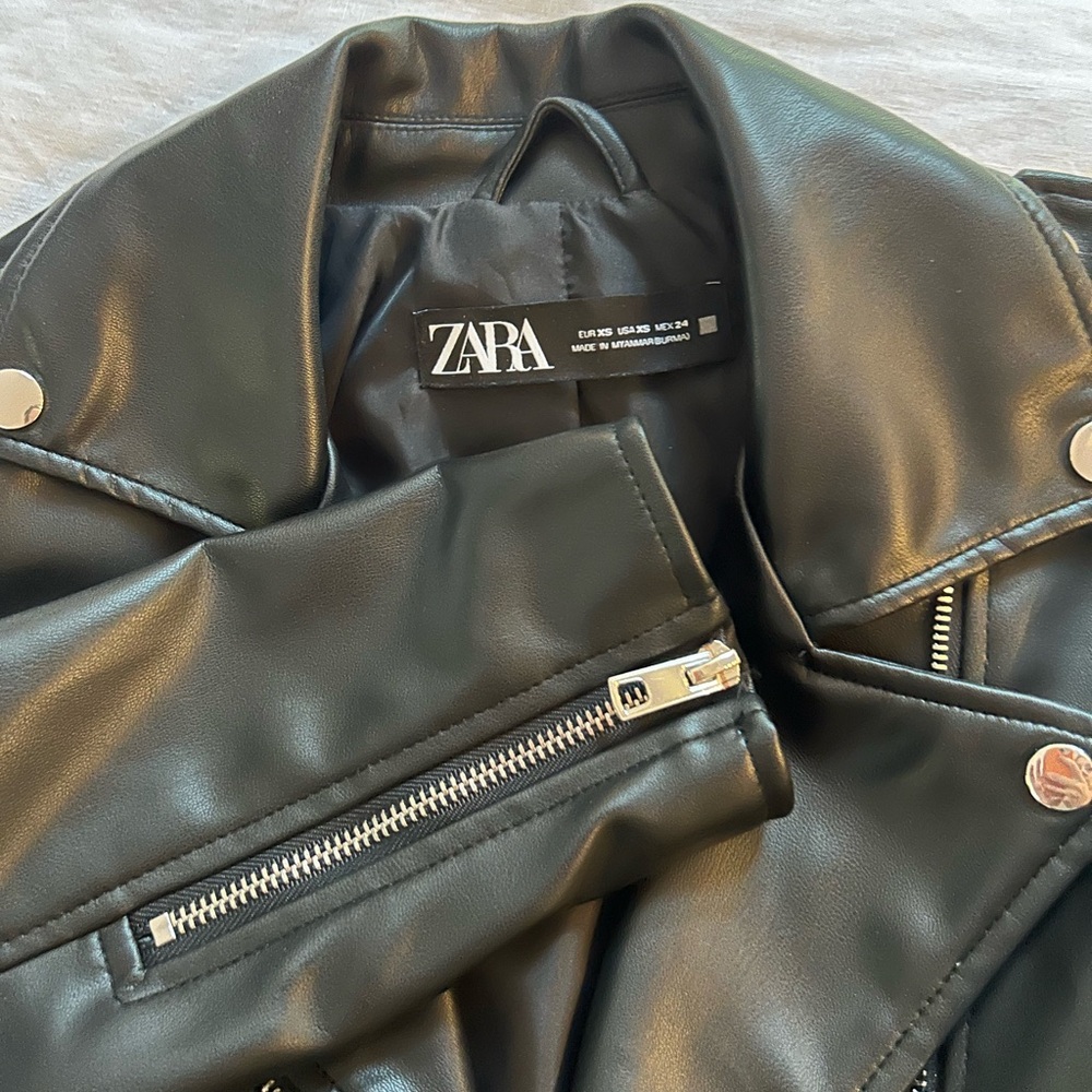 Zara Black Vegan Leather Jacket